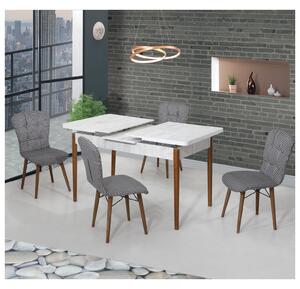 Set Masa Extensibila cu 4 scaune,Elegant alb/negru,masa ext.170x80cm