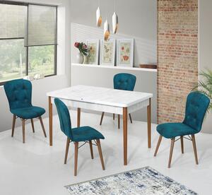 Set Masa Extensibila cu 4 scaune, Elegant turcoaz, masa ext.170x80cm ®️