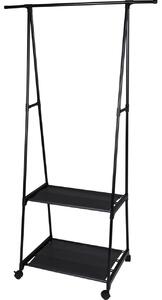Suport pentru haine din metal + cutie pentru pantofi, 55 - 88 x 45 x 157 cm, negru