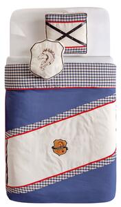 Set cuvertura pat copii si 2 perne decorative Royal White / Blue