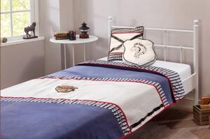 Set cuvertura pat copii si 2 perne decorative Royal White / Blue