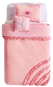 Set cuvertura reversibila pat copii si 1 perna decorativa Rosa Pink