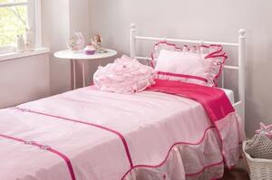 Set cuvertura pat copii si 2 perne decorative Lady Pink
