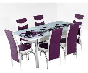 Set masa+6 scaune Purple Hollywood, alb/mov