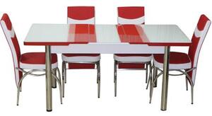 Set masa extensibila cu 6 scaune Modella cod 1450 Rosu/Alb, cod produs STM6SELTRA