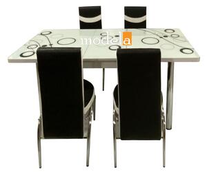 Set Masa Extensibila cu 4 scaune, Elt 03,negru,masa ext.170x80cm