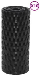 Paravane pentru balcon, 10 buc., negru, 255x19 cm, poliratan
