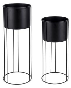 Suporturi negre pentru flori glamour OSMOS, 2 ghivece