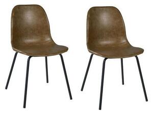 Set de 2 scaune Barnaba, piele ecologica, verde masliniu, 45 x 45 x 81.5 cm
