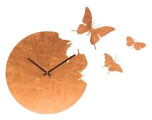 Ceas de perete Butterfly, metal/ frunze de cupru, Ø 48 cm