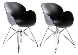 Set de 2 scaune Malaga, negru, 52 x 58 x 85 cm
