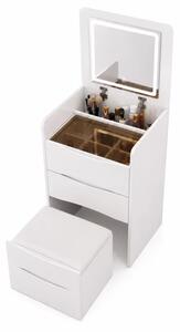 SET DIVA - Măsuță de machiaj compactă cu oglindă și spațiu de depozitare, White