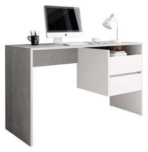 Masă PC, beton/alb mat, TULIO