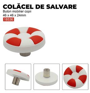 Buton mobilier copii Colacel de salvare, 46x46x24 mm