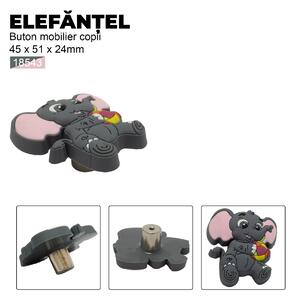 Buton mobilier copii Elefantel, 45x51x24 mm