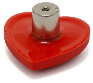 Buton mobilier copii Inimioara rosie, 41x41x24 mm