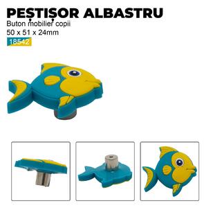Buton mobilier copii Pestisor albastru, 50x51x24 mm