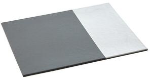 Set de 4 servete Geome, carton/poliuretan, gri/argintii, 28 x 21 cm