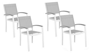 Set de 4 scaune de gradina PERETA, albe/gri, 46 x 50 x 86 cm