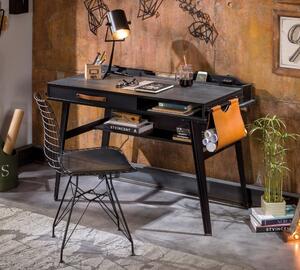Masa de birou din pal si metal, pentru tineret Dark Metal Black / Graphite, L114xl62xH80 cm