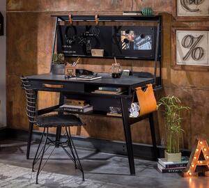 Masa de birou din pal si metal, pentru tineret Dark Metal Black / Graphite, L134xl62xH80 cm