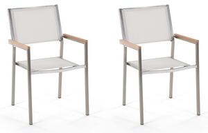 Set de 2 scaune de gradina Grosseto, argintii/albe, 55 x 58 x 87 cm