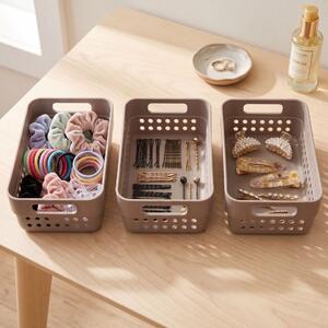 Set de 3 coșulețe de depozitare, 350ml, Storage Solutions, 12x7x5 cm, taupe