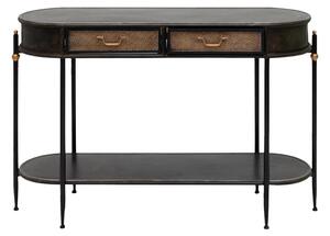 Consola din metal, cu 2 sertare si raft de depozitare, aspect vintage, Neva