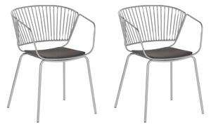 Set de 2 scaune Rigby, metal, argintiu/negru, 54 x 49 x 77 cm