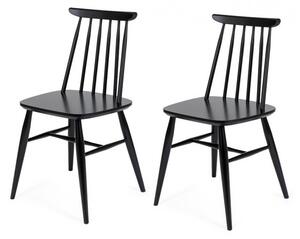 Set de 2 scaune Ascella, lemn masiv, negru, 81 x 42,5 x 45 cm