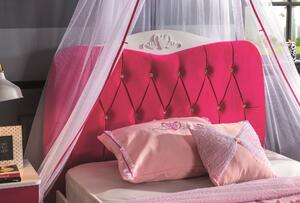 Set Mobila dormitor din pal, pentru fete si tineret, 4 piese, Yakut Alb / Roz, 200 x 120 cm