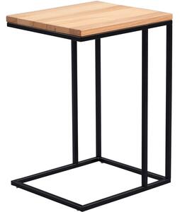Masa laterala Dever, lemn masiv/metal, netur/negru, 62 x 38 x 43 cm