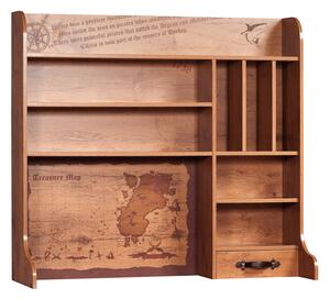 Biblioteca suspendata din pal, cu 1 sertar, pentru copii Pirate Maro, l116xA37xH106 cm