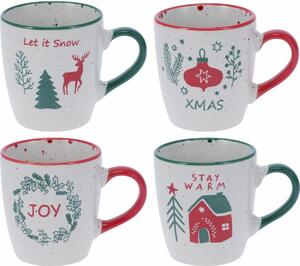 Set de 4 căni din ceramică Let It Snow 200 ml