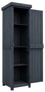 Outsunny Magazie De Depozitare Pentru Exterior Din Lemn, Acoperis Din Metal Galvanizat, Cu 3 Rafturi Si Usa Cu Incuietoare 45x45x160cm