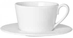Ceasca de cafea cu farfurie Constance, alb, ceramica, 375 ml