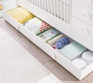 Patut transformabil din pal cu sertar, pentru bebe Baby Cotton Alb-80 x 180 cm