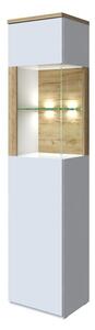 Vitrina Galeton, lemn, natur/alb, 200 x 46 x 38 cm