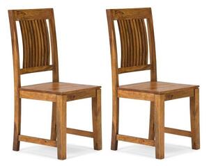 Set de 2 scaune Eccles, lemn masiv, natur, 100 x 43 x 43 cm