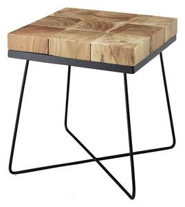 Masa laterala Brockton, lemn masiv/metal, negru/natur, 51 x 45 x 45 cm