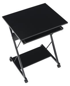 KONDELA Masă mobilă pentru PC/masă de joc cu roţi, negru, TARAK