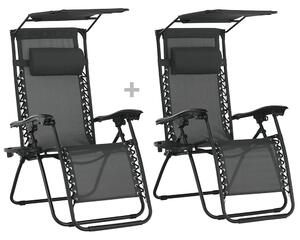 Set de 2 scaune reglabile de grădină, gri, KASPIAN