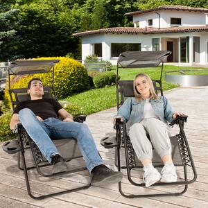 Set de 2 scaune reglabile de grădină, gri, KASPIAN