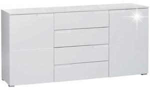 Comodă 4 sertare, albe, 165x80x40 cm - TP107304