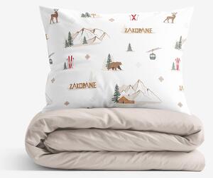 Goldea lenjerie de pat din 100% bumbac duo - zakopane cu latte 140 x 200 și 50 x 70 cm