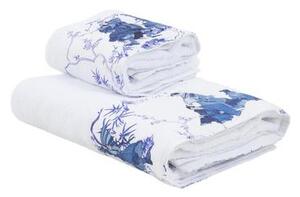 Set de 2 prosoape Wei, textil, alb/albastru
