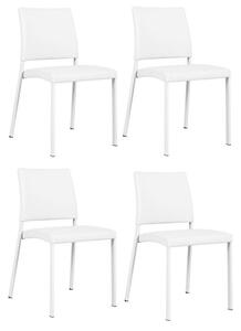 Set de 4 scaune Upton, piele ecologica, alb, 43 x 45 x 82,5 cm