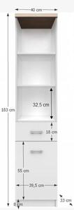 Etajeră sertar, alb și sonoma, 40x183x33 cm - TP147864