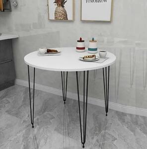 Masa bucatarie rotund texturata, alb, Homs 70x70x75 cm, A0047