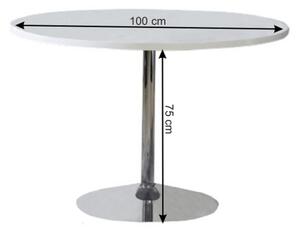 Masa de bucătărie, albă, extra strălucire, diametru 100 cm, PAULIN
